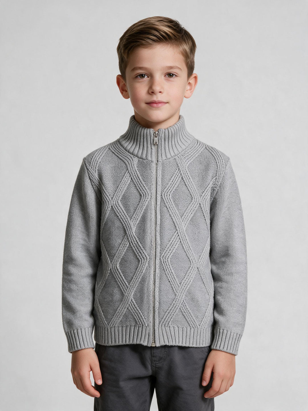 Cardigan Col Montant Gris