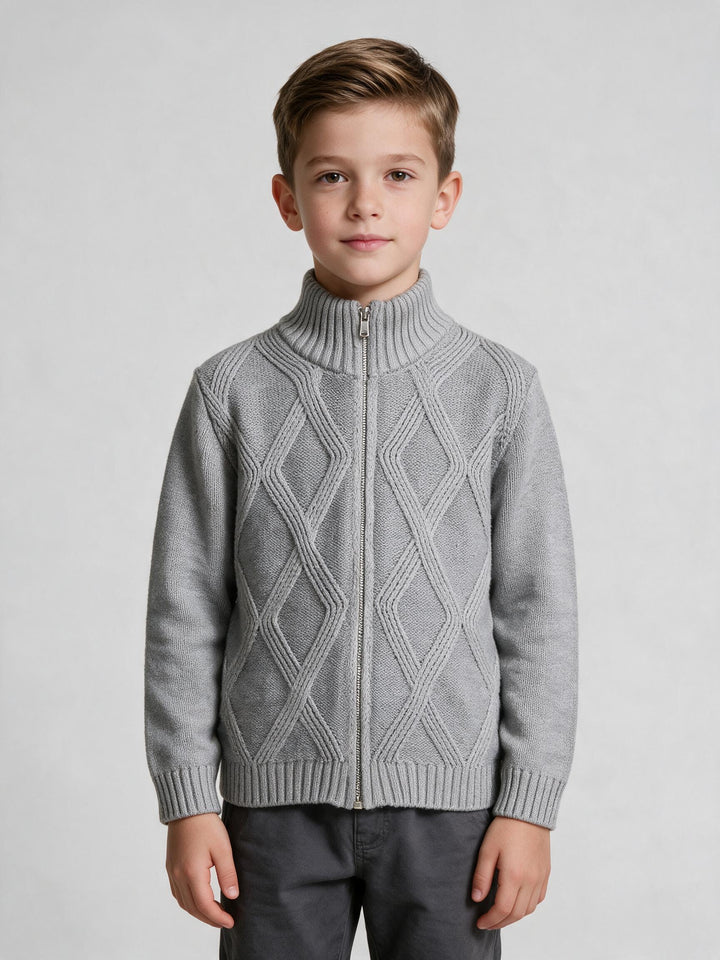 Cardigan Col Montant Gris