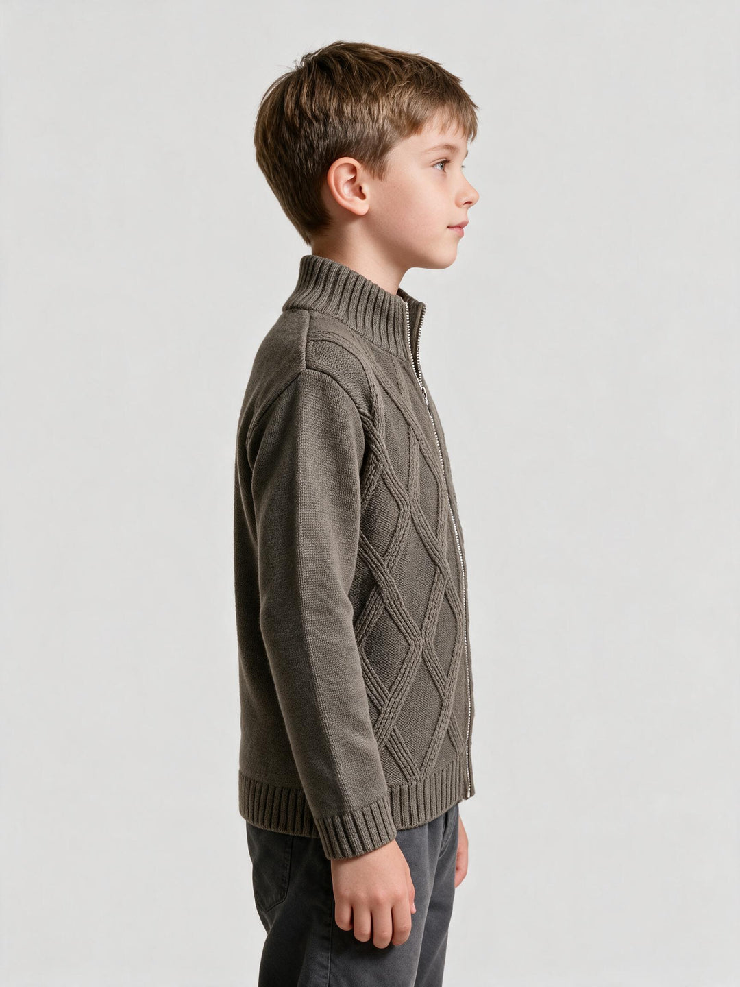 Cardigan Zippé Brun Warm