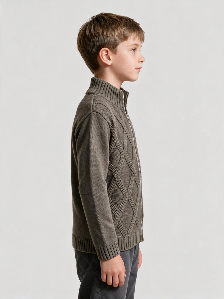 Cardigan Zippé Brun Warm