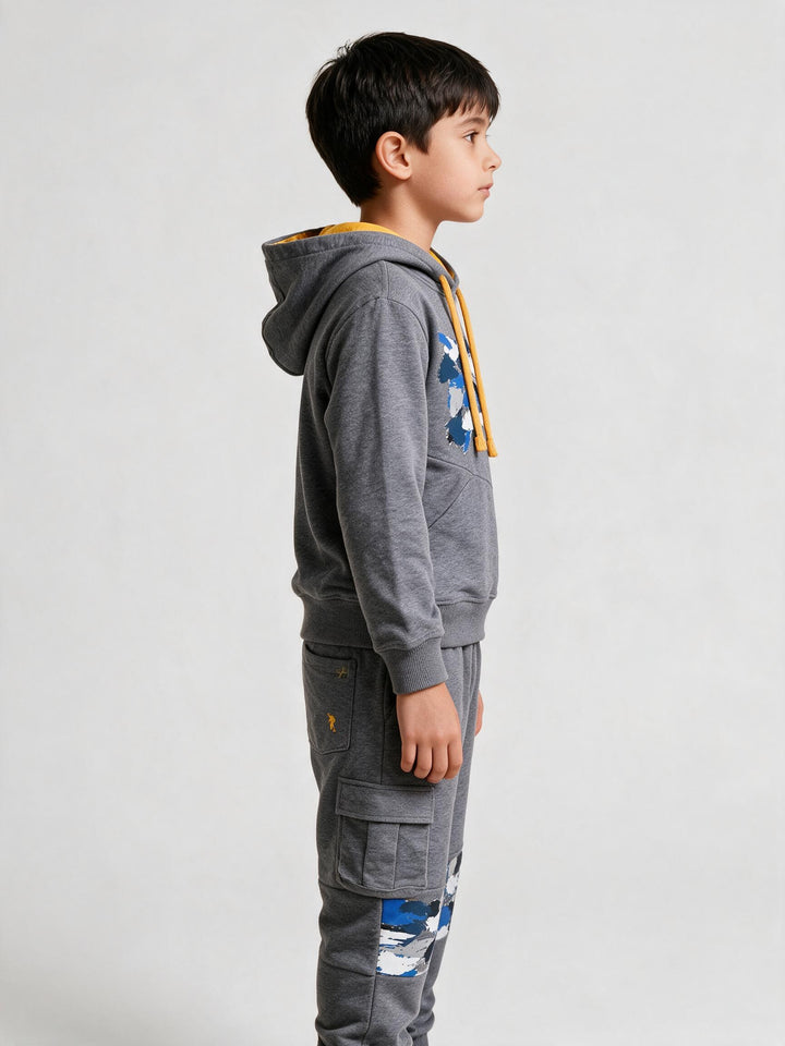 Ensemble Survêtement Zippé à Capuche Gris