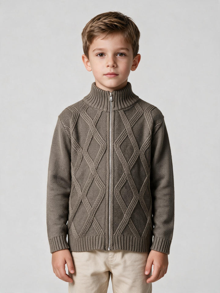 Cardigan Zippé Brun Warm