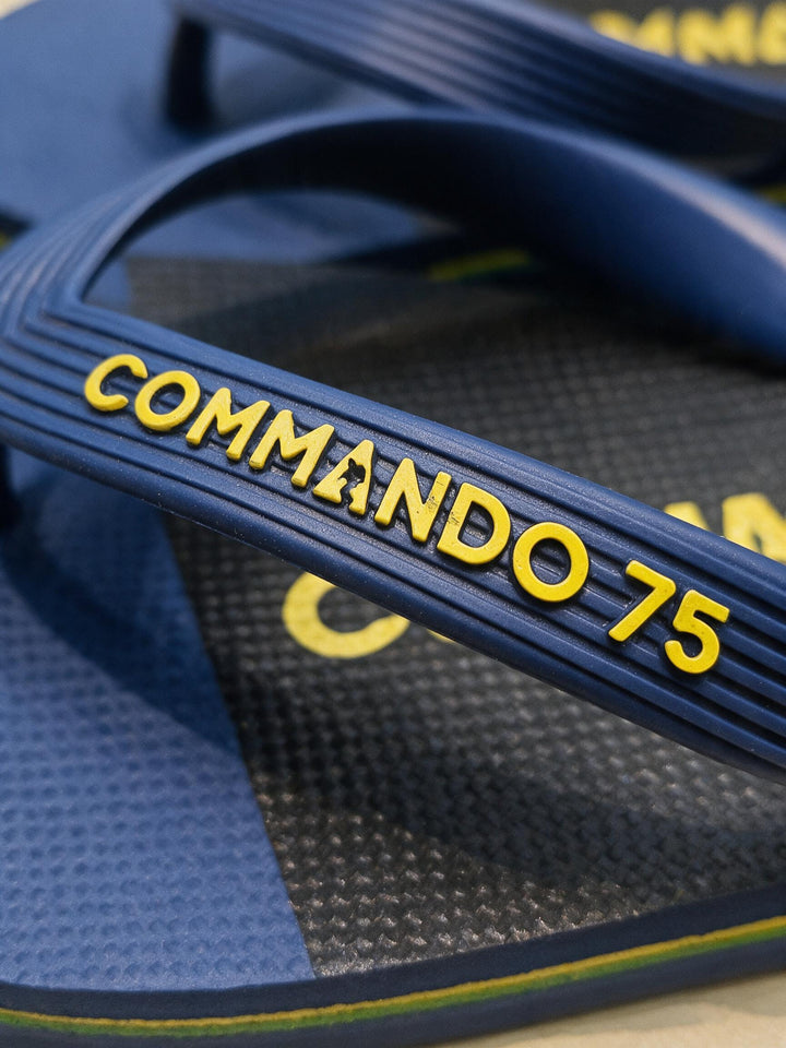 Tongs COMMANDO 75 – Bleu Marine &amp; Jaune
