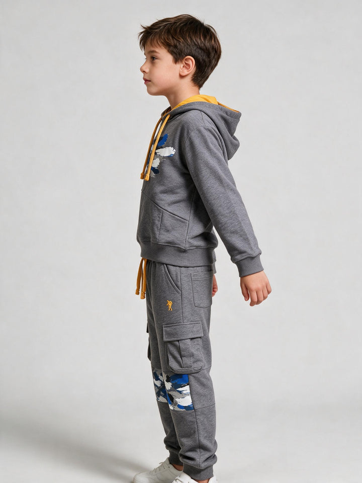 Ensemble Survêtement Zippé à Capuche Gris