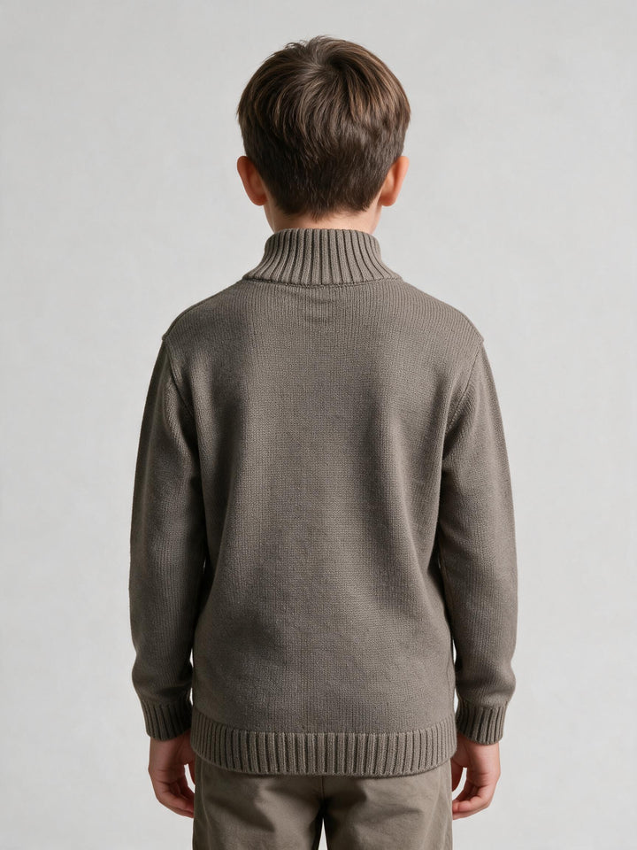 Cardigan Zippé Brun Warm