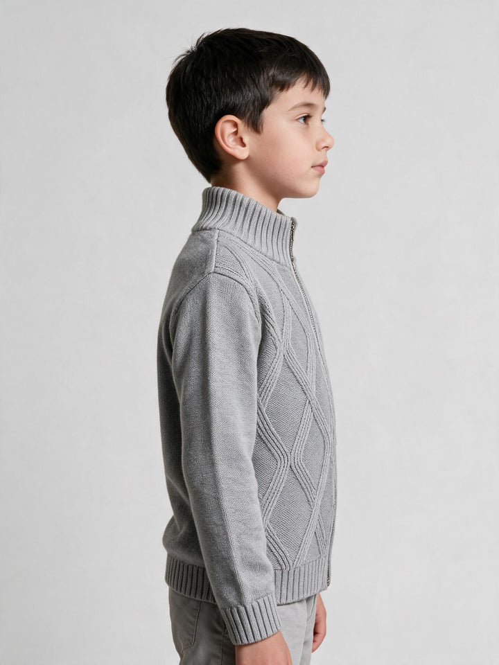 Cardigan Col Montant Gris