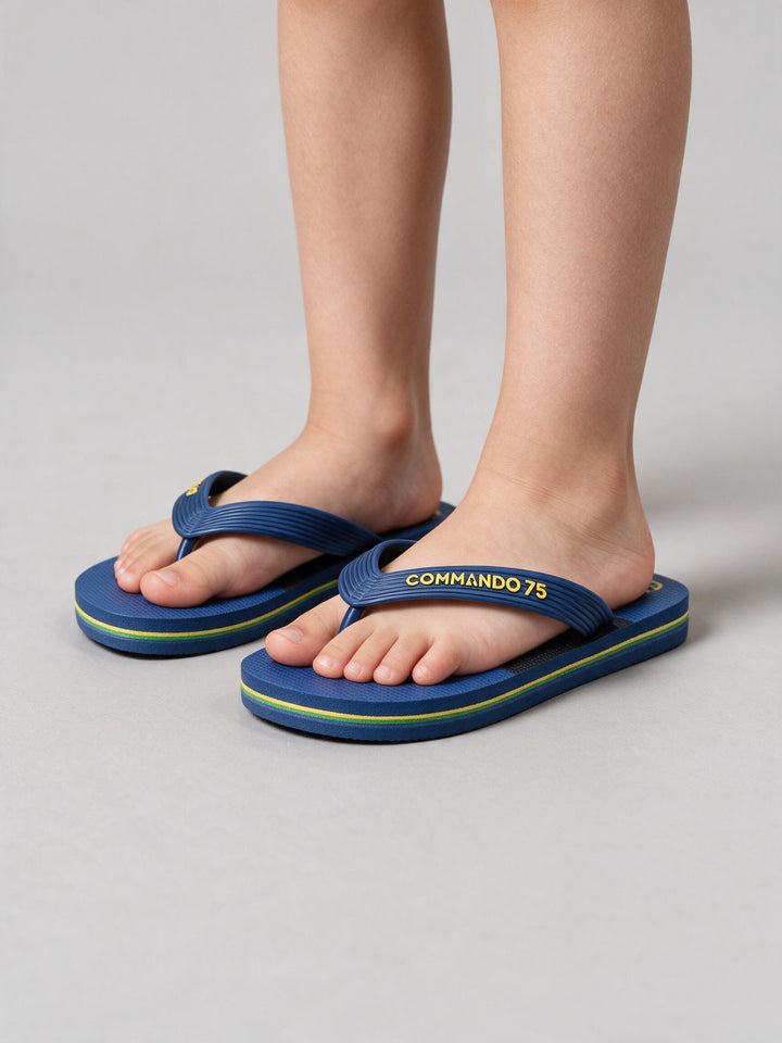 Tongs COMMANDO 75 – Bleu Marine &amp; Jaune