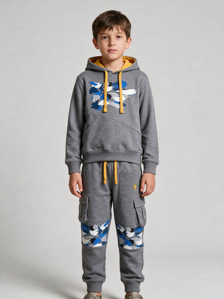 Ensemble Survêtement Zippé à Capuche Gris