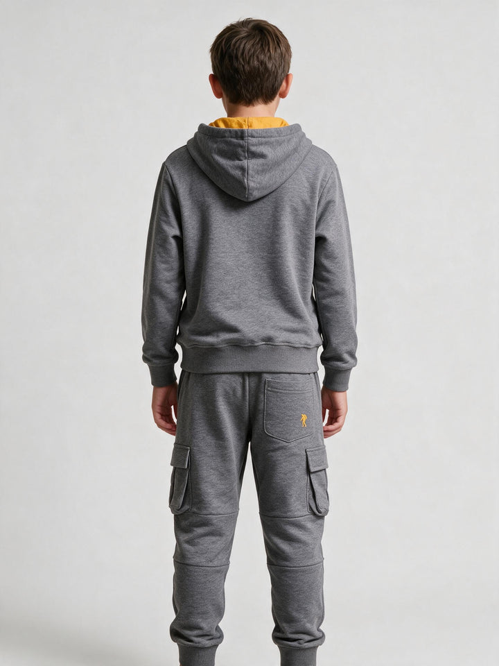 Ensemble Survêtement Zippé à Capuche Gris
