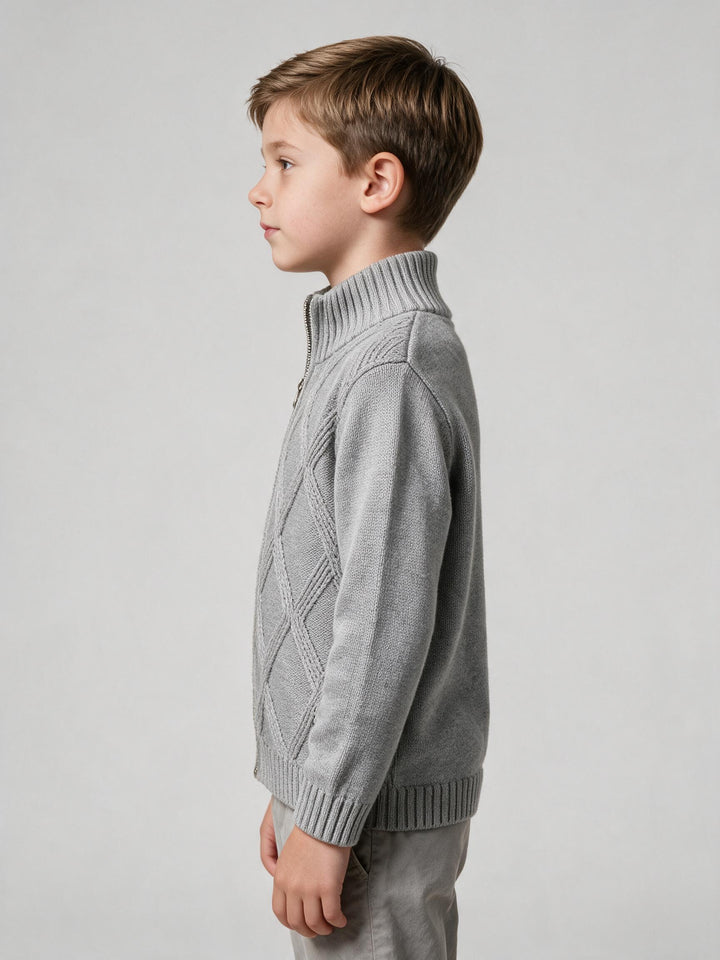 Cardigan Col Montant Gris
