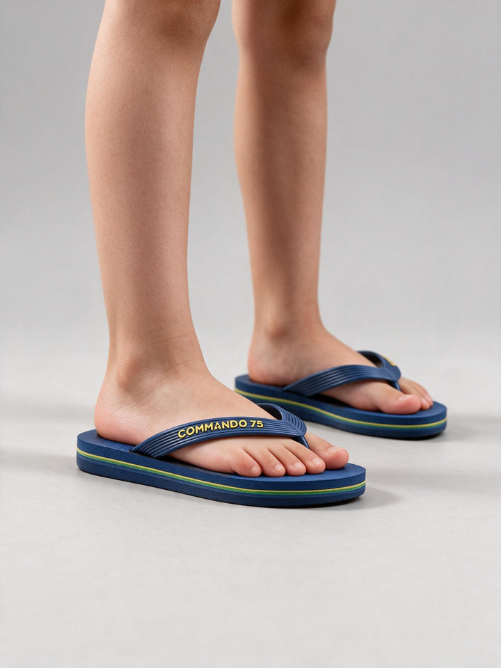 Tongs COMMANDO 75 – Bleu Marine &amp; Jaune