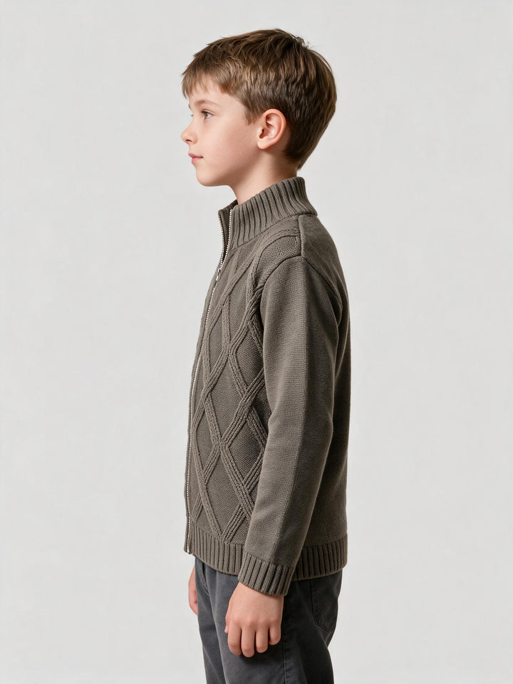 Cardigan Zippé Brun Warm