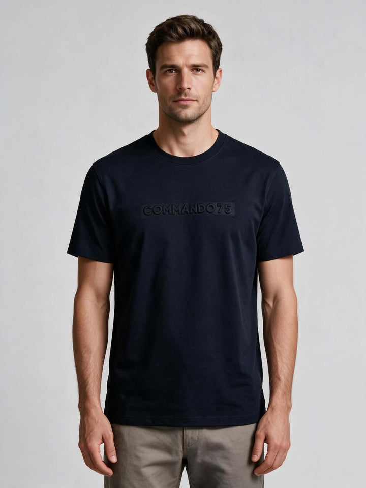 T-Shirt Embossed Commando 75 — Bleu Marine